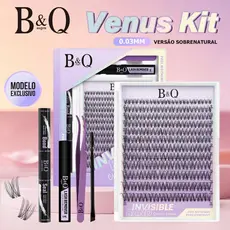 B&Qaugen Venus/Flora Natural DIY Kit Extensão Cílios Postiços,Impermeável Adesivo&Selador, Removedor
