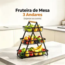 Cesto Fruteira de Mesa Aramado até 3/2 Andares em Metal Organizador Multiuso Frutas Legumes