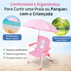 Cadeira Infantil De Dobrável Com Guarda Sol Criança Praia Piscina Lazer