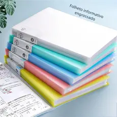 Pasta Catálogo A4 com 60 Envelopes de Plástico - Armazenamento de Documentos Resistente à Umidade, Ideal para Casa e Esc