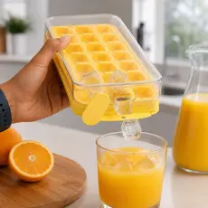 Forma de Gelo 21 Cubos com Tampa Fundo Pressionável Fácil de Soltar