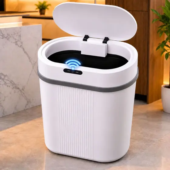 Lixeira Inteligente Automática 12L Sensor de Movimento Sem Toque Tampa Automática.