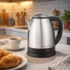 Chaleira Eletrica Inox Agratto 1,8 Litros Cinza 127v ou 220v 1000w Ferve Agua Vapor Casa Cozinha