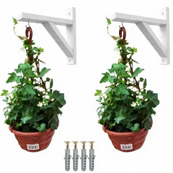suporte Mão Francesa MDF Branco 25cm com Gancho Metal  | Para Prateleira e Vaso Suspenso