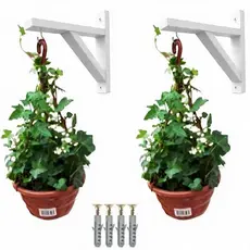suporte Mão Francesa MDF Branco 25cm com Gancho Metal  | Para Prateleira e Vaso Suspenso