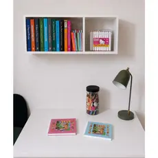 Kit Mesa Escrivaninha Branca MDF + Nicho Suspenso Decorativo MDF Quarto Escritório Home Office