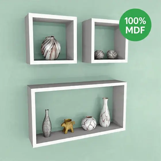 Nichos Decorativos de Parede 3 Peças Branco – Prateleiras Modernas para Sala, Quarto e Escritório