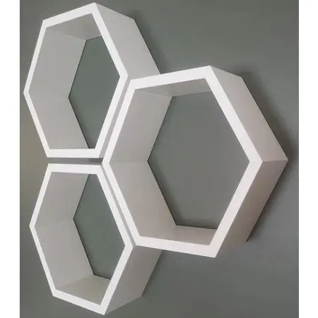 Kit 3 Prateleiras Mdf Branco Grande Colmeia Enfeite Decoração