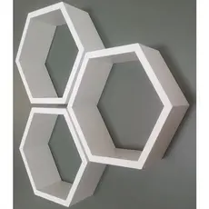 Kit 3 Prateleiras Mdf Branco Grande Colmeia Enfeite Decoração
