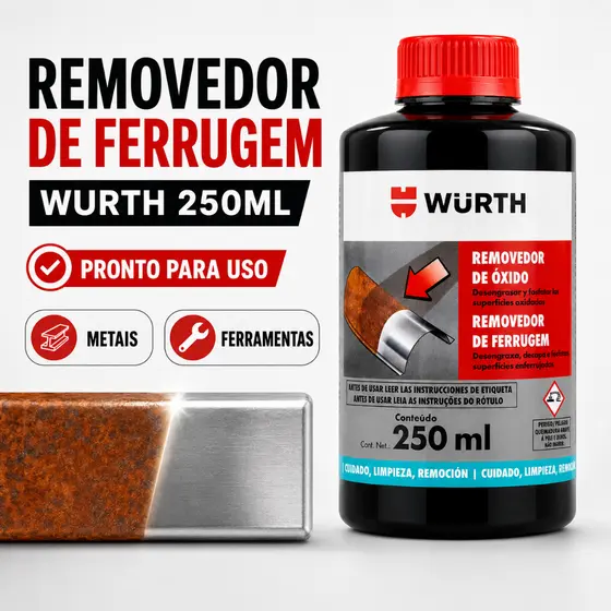 Removedor De Ferrugem Wurth 250ml Tira Oxidação Metais