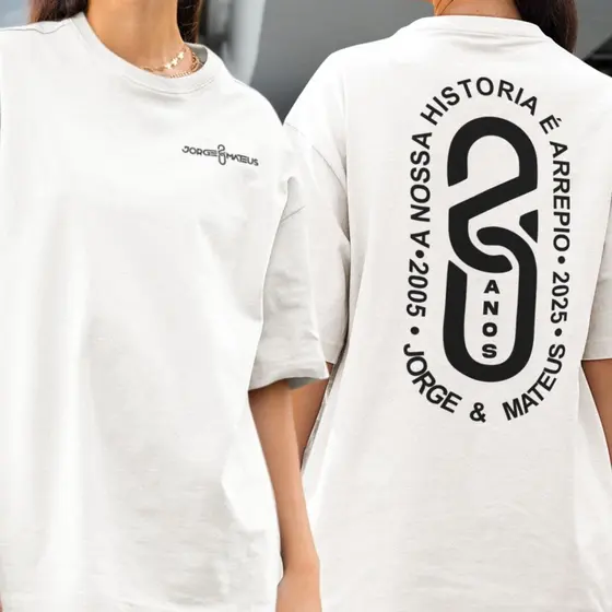 Camiseta Jorge E Mateus Turne 20 Anos Despedida Dupla Fã Clube Nossa Historia É Arrepio Sertanejo Show