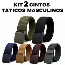 Kit 2 Cintos Masculinos em Nylon 120cm Com Fivela de Engate Rápido Ajustável e Resistente