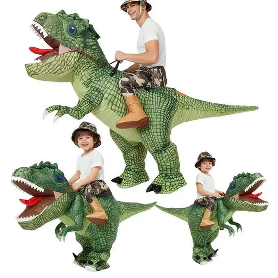 Fantasia Inflável de T-Rex para Crianças, Fantasia de Dinossauro Andante, Fantasia Engraçada de Predador com Cabeça Gran