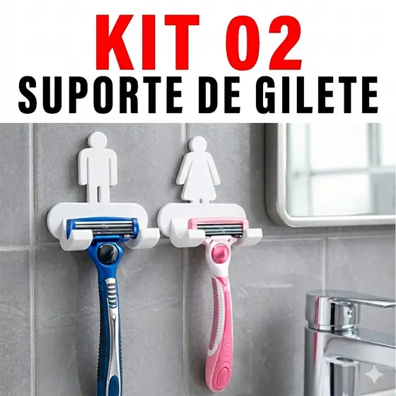 Organizador Suporte Banheiro Lamina Mascuino e Feminino Depilador Adesivo Autocolante Plastico