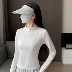 Jaqueta de proteção UV feminina nova, super fina, respirável, anti‑UV, ideal para esportes. Não possui furo para polegar