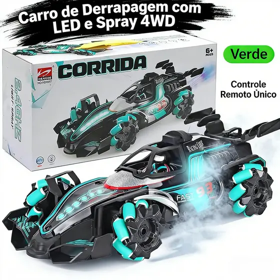 Carrinho Controle Remoto Drift Formula 1 Bateria Recarregável Solta Fumaça Som Brinquedo Infantil
