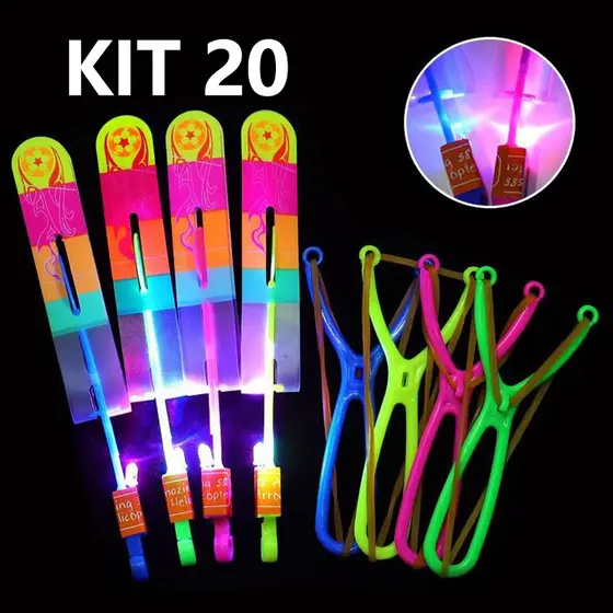 Brinquedo Kit 5/10 E 15 e 20 Avatar Voador De Led Com Estilingue Foguete Helicóptero Brinquedo