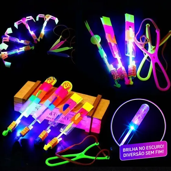 Kit 5/10/15 E 20 Avatar Voador De Led Com Estilingue Foguete Helicóptero Brinquedo de Criança