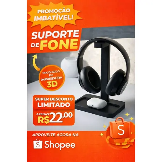 Suporte para Fone de Ouvido Gamer com Bandeja | Organizador de Mesa para Headset Universal | Suporte Headphone