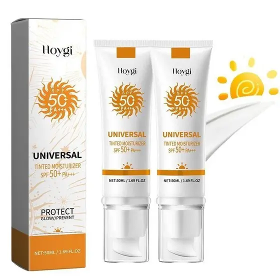 Protetor solar para prevenir queimaduras solares e bronzeamento, Protetor solar facial universal com cor, Hidratante, FP