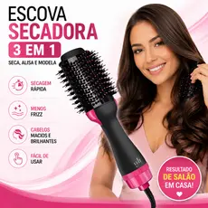 Escova Secadora 3 em 1 Elétrica Escova de Ar Quente Secar Alisar e Modelar Cabelos Anti Frizz