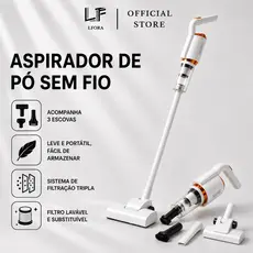 Aspirador De Pó Sem Fio Portátil Limpeza Manual Uso Domestico Multifuncional 2 em 1