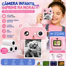 Câmera De Impressão Instantânea Para Crianças Vídeo Fotografia Digital Fotográfica Toy Mini Impressora Térmica Rbgdpwunt