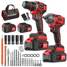 Kit 2 Parafusadeira Furadeira Chave De Impacto Brushless 2 Baterias