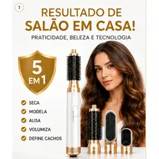 Escova Secadora 5 em 1 Profissional 110v  Seca, Alisa Modela Escova Rotativa Multiuso Premium