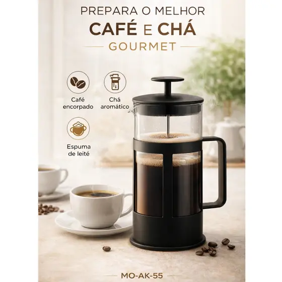 Cafeteira Prensa Francesa 350ml ou  600ml Vidro Borossilicato com Filtro Inox Café Gourmet Garrafa