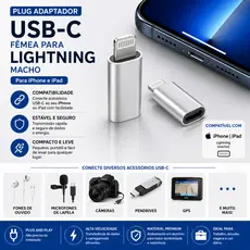 Plug Adaptador USB C Fêmea Lightning Macho Para iPhone iPad