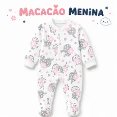 Macacão Bebê Menina  Inverno P ao 6 Anos Quentinho Pézinho Antiderrapante Sem Capuz