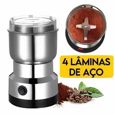 Moedor Elétrico Multifuncional 110V/220V Aço Inox 4 Lâminas para Café Grãos e Temperos