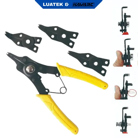 Alicate Para Anéis De Retenção Pressão Extrator Interno Externo Universal 4 em 1 Manutenção-LUATEK