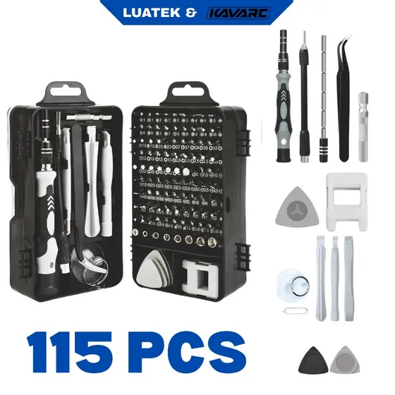 Chaves de Fenda Kit de Precisão com 115 Peças – para Manutenção de Celulares, Notebooks e Tablets