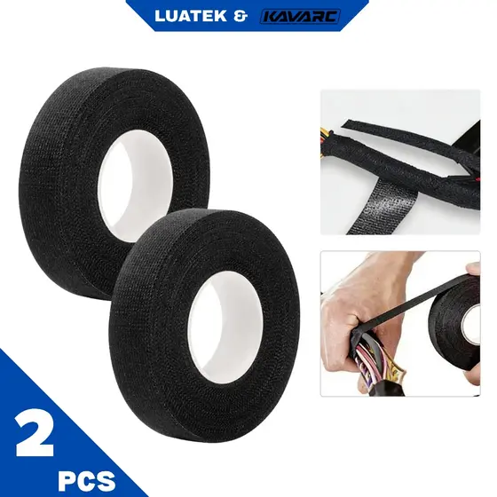 KIT2 Fita Isolante Preto De Tecido Para Chicote 25mx19mm Tesa