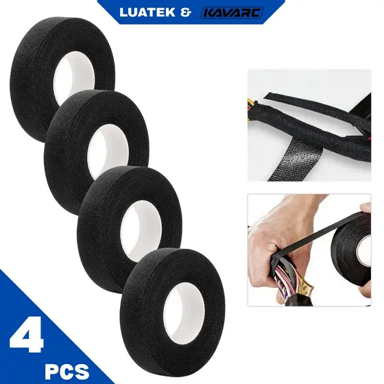 KIT4 Fita Isolante Preto De Tecido Para Chicote 25mx19mm Tesa
