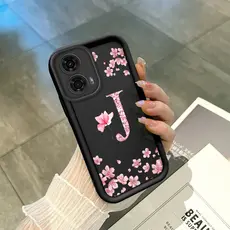 Capinha Flor Para Motorola Moto G24 Capa Com Letra Personalizada Macia Silicone Proteção Case