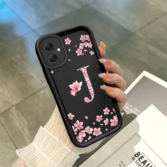 Capinha Flor Para Samsung Galaxy A05 Capa Com Letra Personalizada Macia Silicone Proteção Case