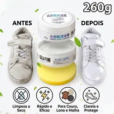 260g Limpador de Tênis Branco + Esponja /Sapatos Cuidados De Limpeza Creme Sujeira Branqueador De Pasta Limpar Escova