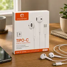 Fone De Ouvido EAR-02 Estéreo Tipo C Intra- Auricular Branco Com Fio
