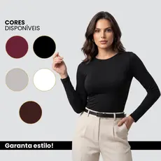 Blusa de Frio Feminina Manga Longa Gola Redonda Suplex Blusas Inverno Feminino Look Academia
