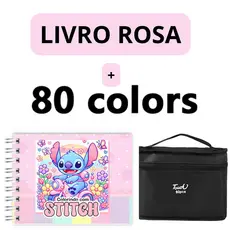 Kit Livro Colorir LIL. STI. (Rosa) + 80 Canetas