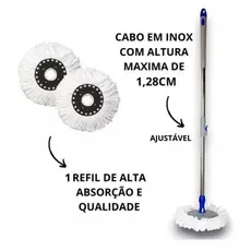 4 LITROS MOP GIRATÓRIO Limpeza Fácil Cesto Inox - Azul