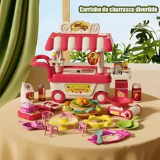 Rosa - Mini Food Truck Infantil Churrascaria 56 Peças – Carrinho de Churrasco