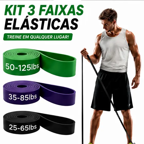 kit 3 super band elástico borracha crossfit faixas resistência TPE extra forte leve médio pesado