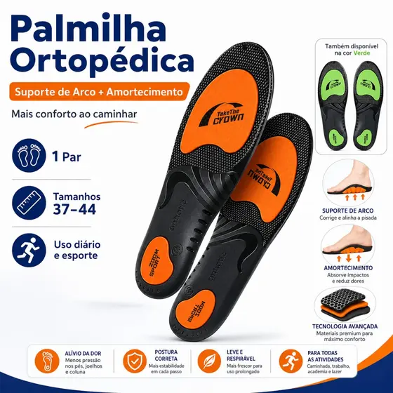 Palmilhas Ortopédicas Suporte de Arco para Pé Plano Absorção de Choque Gel Macia Confortável Alívio Fascite Plantar