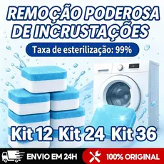 KIT 12/24/36 Pastilhas para Limpeza de Máquinas de Lavar Roupas Efervescentes Multifuncional