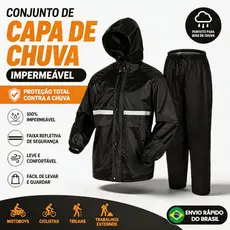 Conjunto de capa de chuva imperme¡velpara motociclistas Capa de chuva comcapuz e faixa refetiva