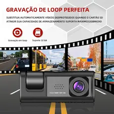 Nova câmera de painel de carro HD 1080P, câmera de 3 lentes, gravador DVR, câmera de direção su